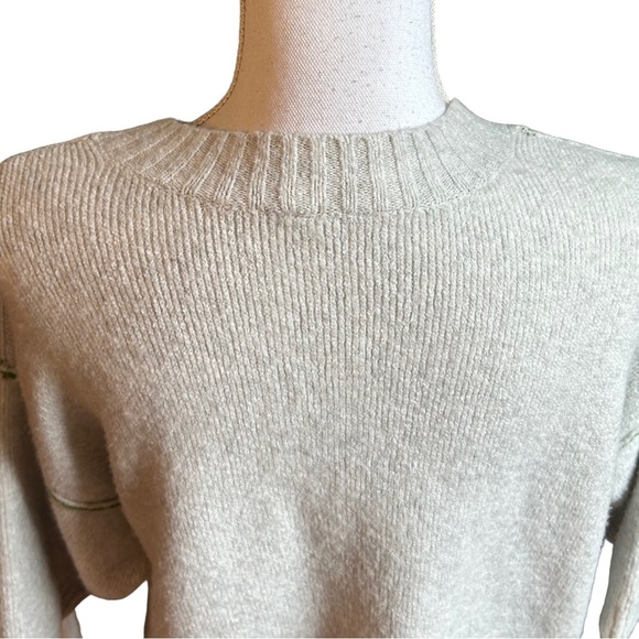 Anthropologie MOTH Exposed Seam Oversized Wool Blend Crewneck Sweater Sz XS Fall - Picture 6 of 9